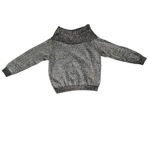 Vintage BFA Classics Metallic Shimmery Silver & Black Turtle Neck Sweater Size M